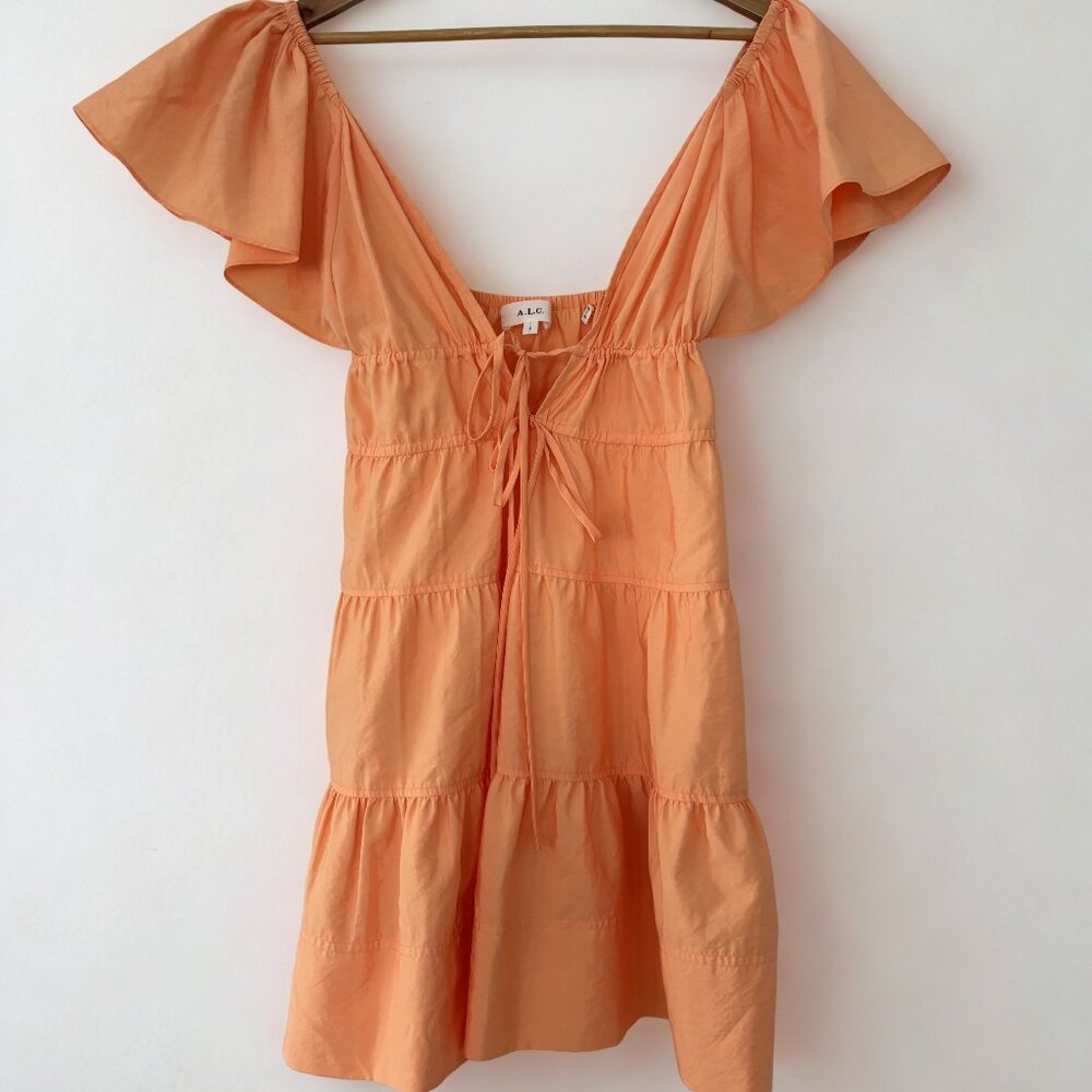 ALC Orange Ruffle Baby Doll Dress